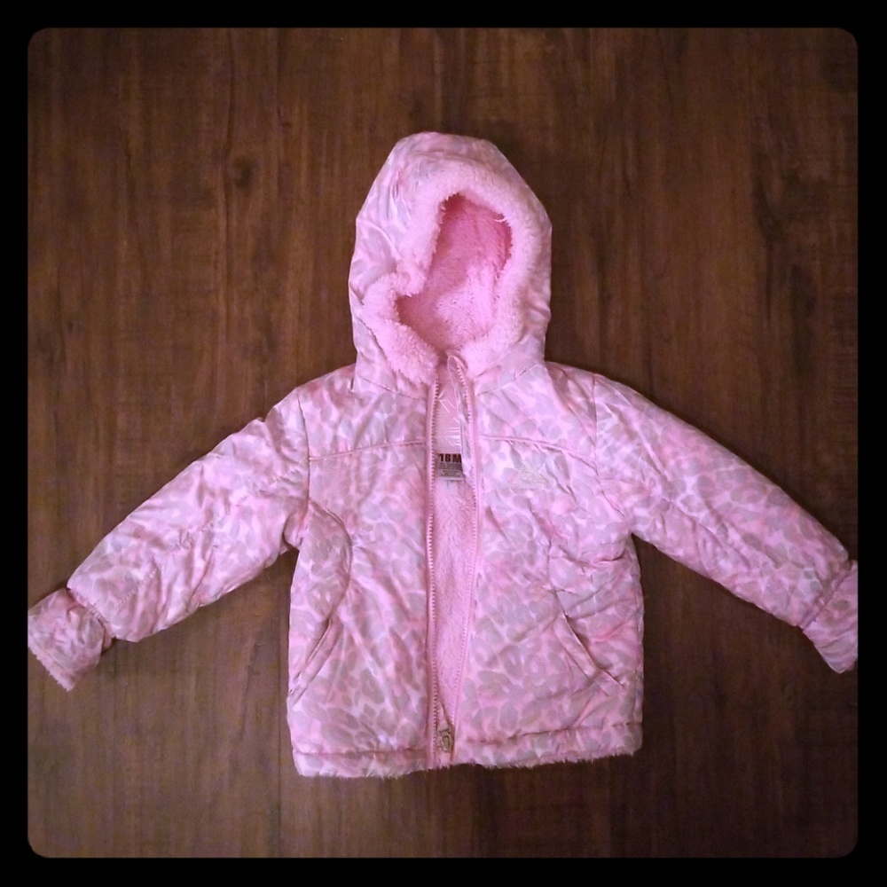 Gray and Pink Leopard Print ZeroXposure Winter Coa